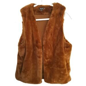 Stella & Dot Faux fur vest brown sz Med festival boho old money Chic Coachella
